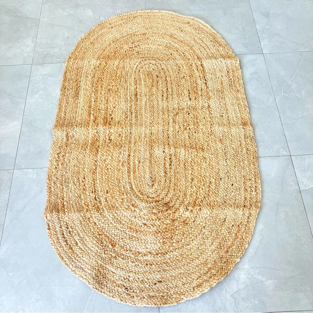 CHARDIN HOME 100% Natural Jute Hand Woven Braided Decorative Bohemian Home Rug